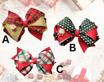Mooie Kerst Haarelastiekjes | Rode Groene Bogen | Kerst Haarspeldjes | Kerst Haaraccessoires | Haarstrik Kerstman | Haarstrik voor meisjes