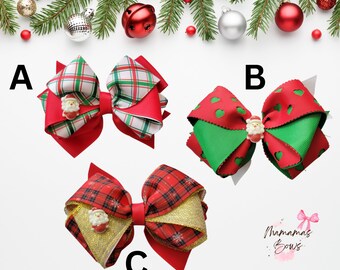 Mooie Kerst Haarelastiekjes | Rode Groene Bogen | Kerst Haarspeldjes | Kerst Haaraccessoires | Haarstrik Kerstman | Haarstrik voor meisjes