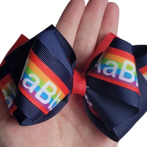 Navy Hair Bow Rainbow Hair Clip School Girl Hair Accessories Dance Team Hair Bow Cheerleader Hair Clip Navy Blue Hair Toddler Hair Girl Blue