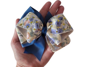 Mooie blauwe haarelastiekjes | Haarelastiekjes | Blauwe bloemen haarspeldjes | Blauwe haaraccessoires | Haarstrik Blauwe Bloemen | Haarstrik voor meisjes
