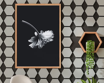 Floral Print, Botanical Wall Art for Instant Download / Botanical Prints / Minimalist Flower Print / Black and White Floral Print