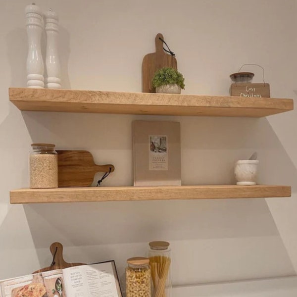 Natural Wood Floating Shelf Decorative Wall Shelves Wooden Floating Shelving Unit Custom Wall Shelf Sturdy Wall Shelves Natural Wall Shelf