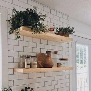 Modern Wood Floating Shelf for Kitchen and Livingroom,Decorative Wall Shelves,Wooden Floating Shelving Unit, Custom Wall Shelf, Wall Shelves