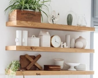 Modern Wood Floating Shelf for Kitchen and Livingroom,Decorative Wall Shelves,Wooden Floating Shelving Unit, Custom Wall Shelf, Wall Shelves