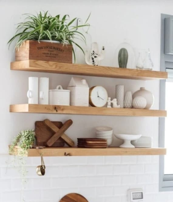 Modern Wood Floating Shelf for Kitchen and Livingroom decorative