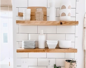Modern Wood Floating Shelf for Kitchen and Livingroom,Decorative Wall Shelves,Wooden Floating Shelving Unit, Custom Wall Shelf, Wall Shelves