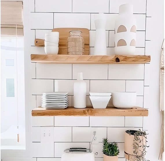 Modern Wood Floating Shelf for Kitchen and Livingroom decorative Wall Shelves wooden Floating Shelving Unit Custom Wall Shelf Wall Shelves Etsy