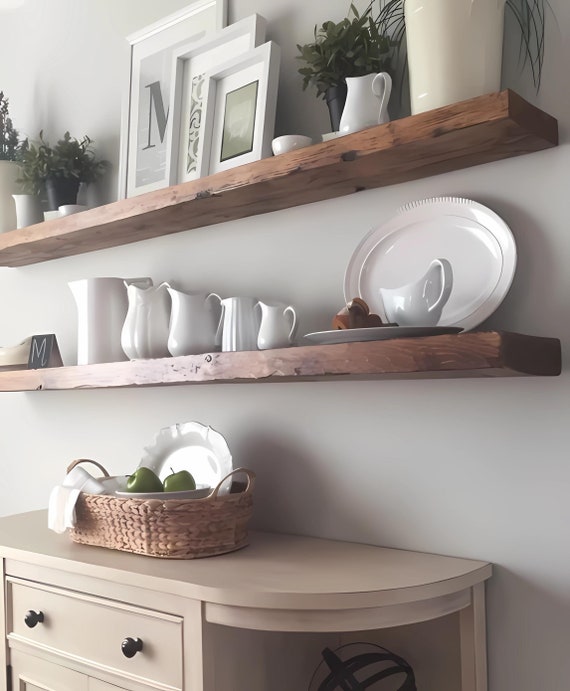 Oak kitchen wall shelving unit discount