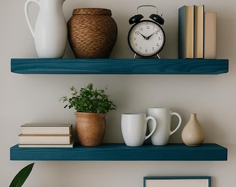 Custom Wood Floating Shelf: Hidden Bracket, Modern Wall Decor