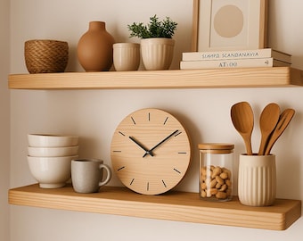 Custom Wood Floating Shelf: Hidden Bracket, Modern Wall Decor
