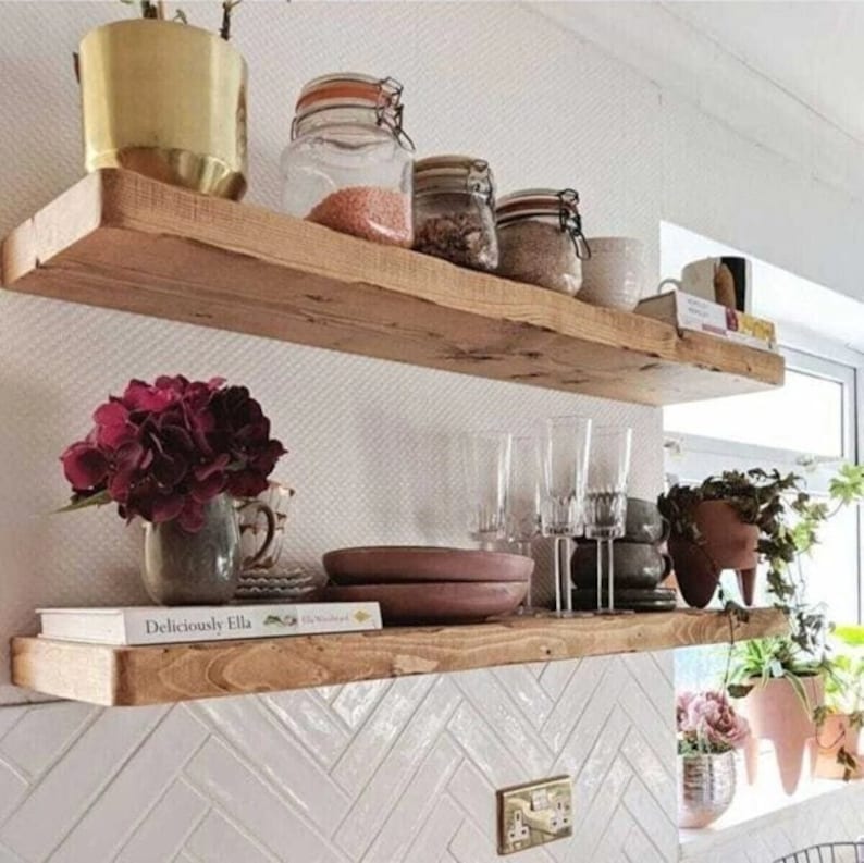Modern Wood Floating Shelf for Kitchen and Livingroom,Decorative Wall Shelves,Wooden Floating Shelving Unit, Custom Wall Shelf, Wall Shelves