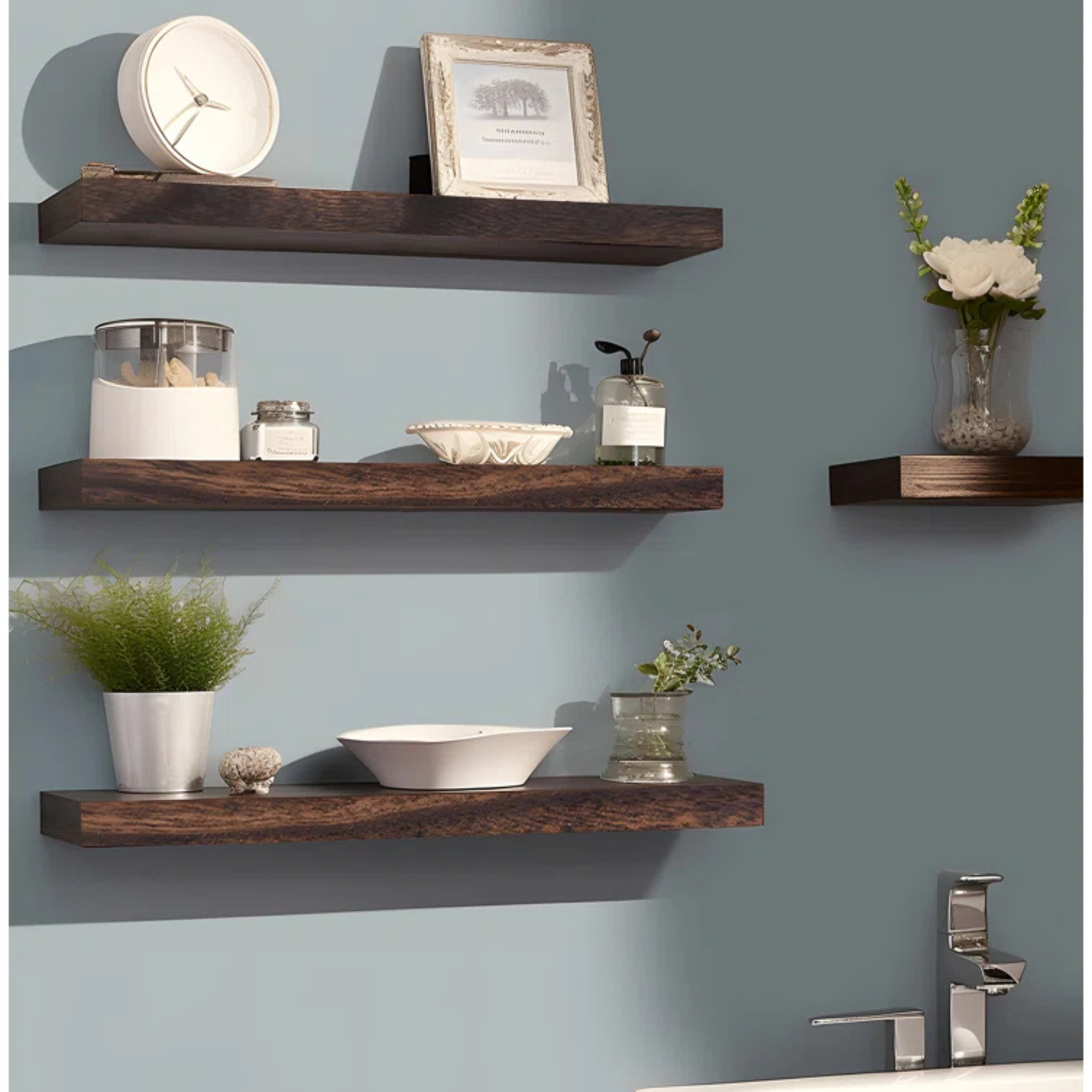 Natural Wood Floating Shelf Decorative Wall Shelves Wooden Floating
