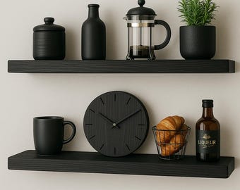 Custom Wood Floating Shelf: Hidden Bracket, Modern Wall Decor