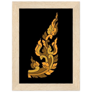Thai Kanok Art Classic Semi-Glossy Paper Wooden Framed Poster Wall Art Thailand Home Decor Print