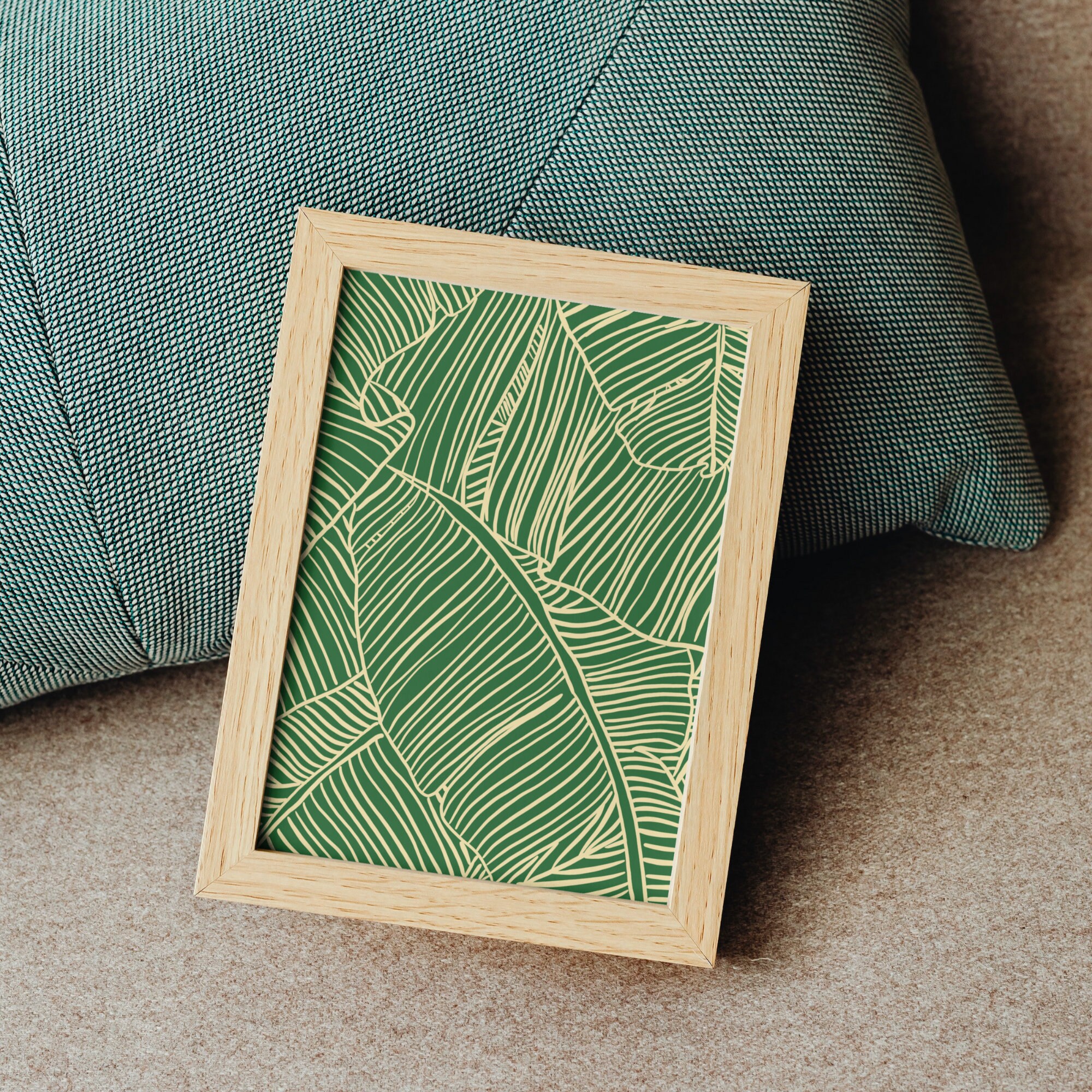 Banana Leaf Gold Art Print (Wooden Framed Poster) Wall Art Decor Thai Restaurant Decor Ready to Hang