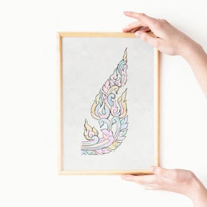 Pastel Thai Print (Unframed) Home decor l Art Prints Thai Art Wall Art Living Room Decor Thailand Unique Gifts Thailand Bangkok Minimal