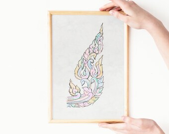 Pastel Thai Print (Unframed) Home decor l Art Prints Thai Art Wall Art Living Room Decor Thailand Unique Gifts Thailand Bangkok Minimal