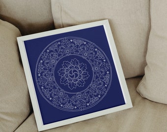 Thai Benjarong Print (Framed) - Wall Art Ready to Hang Thailand Gifts Home Decor 30CM x 30CM / 12inx12in