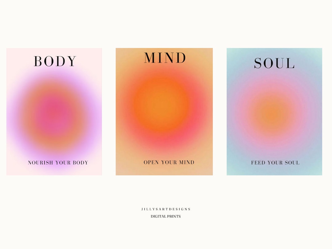 AURA POSTERS Set of 3 Colorful Aura Prints Trendy Wall Art - Etsy