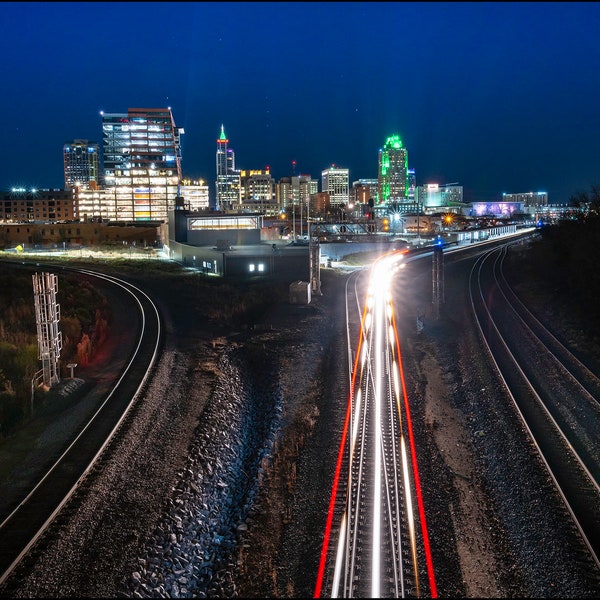 Raleigh Skyline, Amtrak Train, Wall Art, Photography, Fine Art, Wall Art, Wall Decor