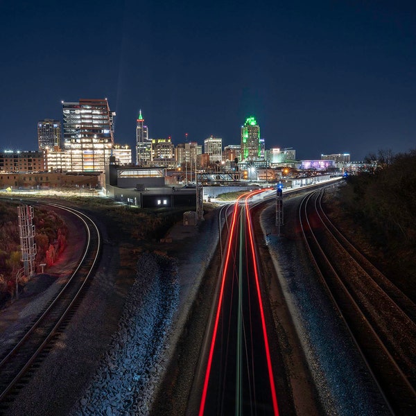 Raleigh Skyline, Amtrak Train, Wall Art, Photography, Fine Art, Wall Art, Wall Decor