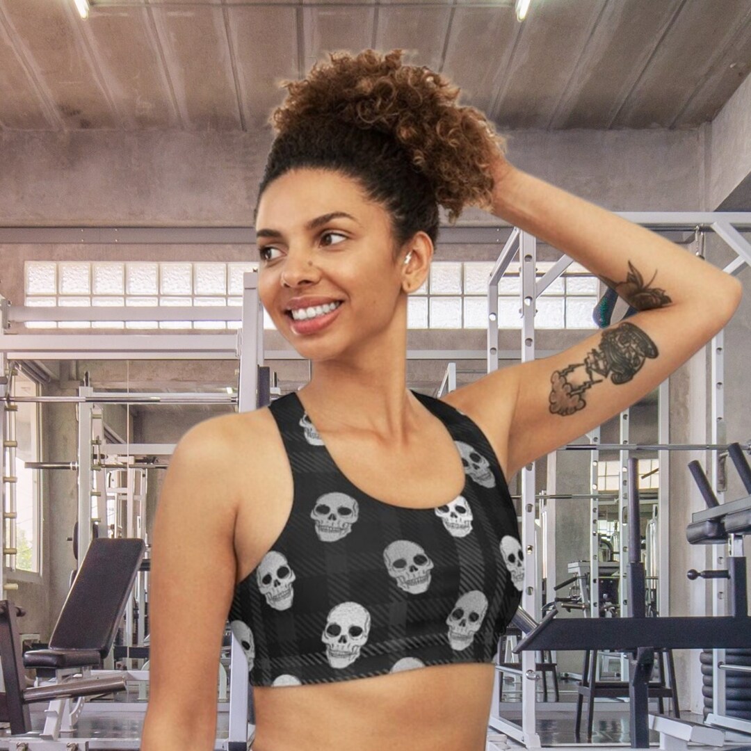 Skull Workout Sports Bra for Women Halloween Sports Bra Hot Etsy