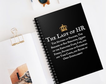 Funny HR Gift for Coworker The Lady of HR Notebook Christmas Gift, Hr Coworker Gift for Christmas, Human Resources Gift for Hr Manager