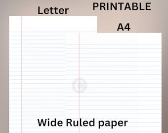 Printable Wide Ruled Lined Paper Bundle: A4 & Letter (PDF)
