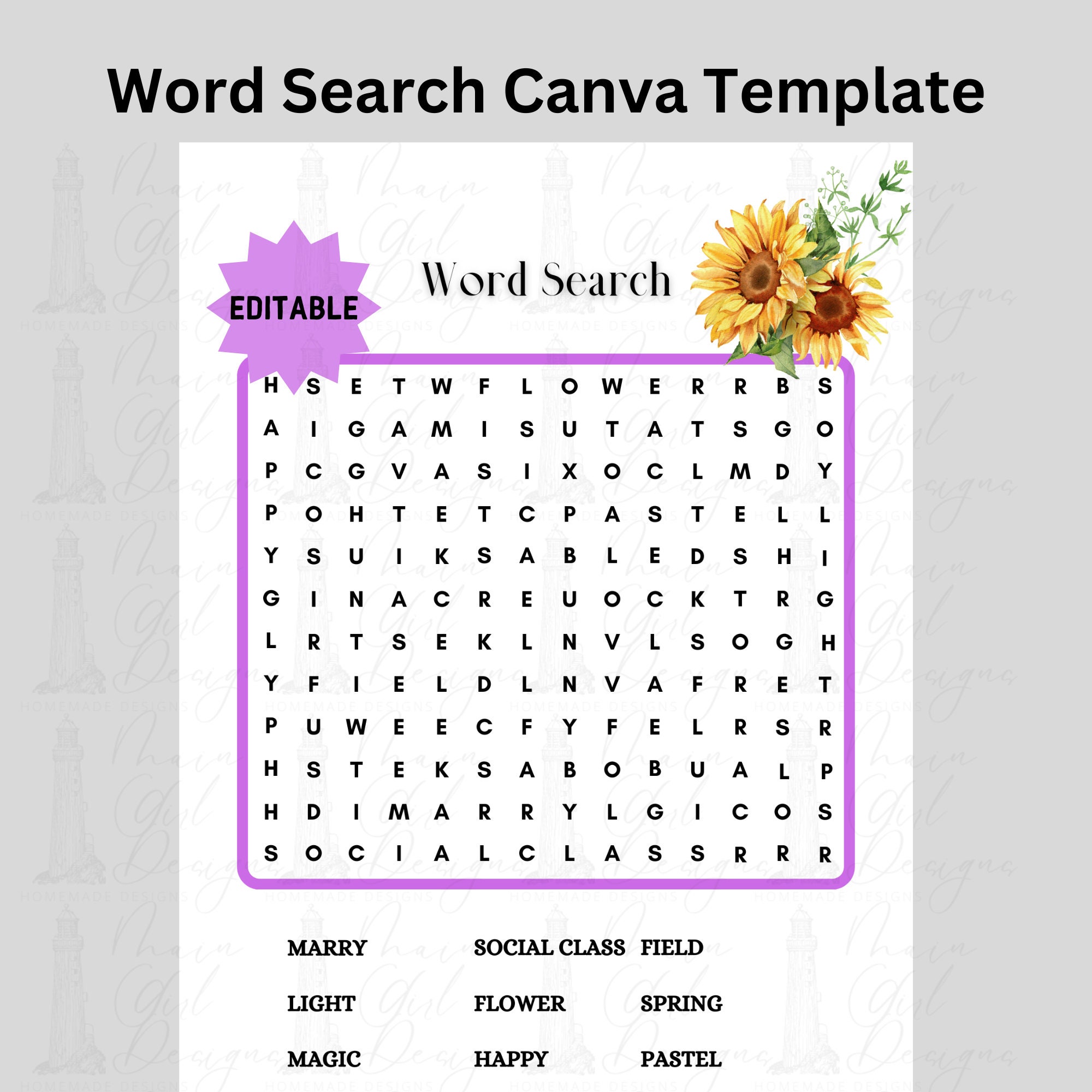 Editable Word Search Template