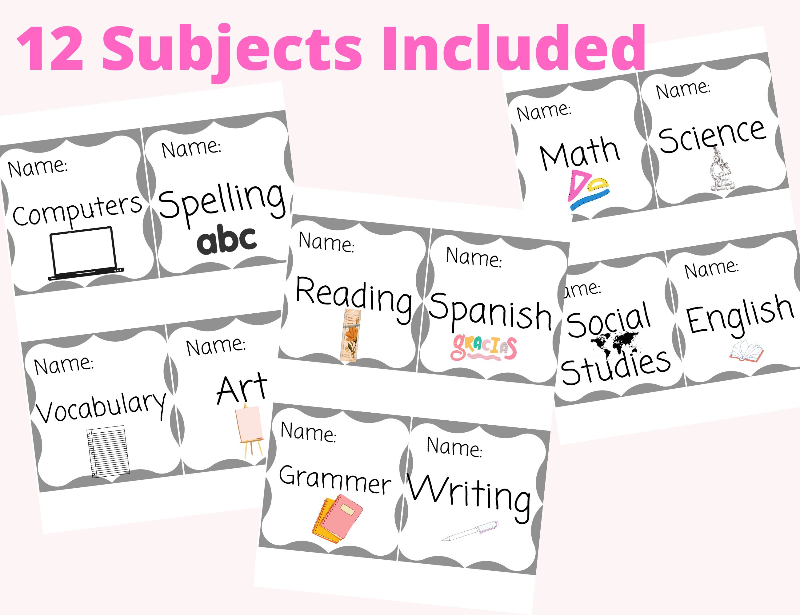 Folder Stickers | School Subject Stickers - Etsy
