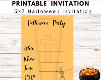 Halloween Party Invitation: Printable 5x7 Template (Digital Download)