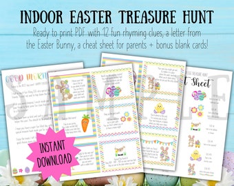 Printable Easter Egg Treasure Hunt | Easter Scavenger Hunt | Easter Bunny Letter