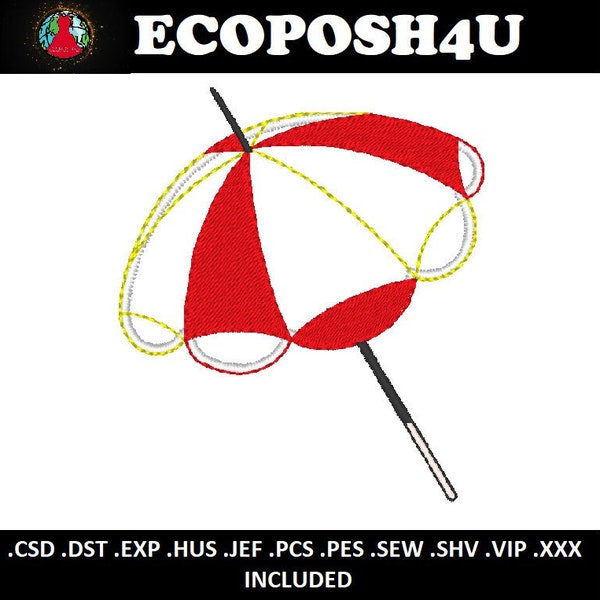 Beach Umbrella Embroidery Digital File