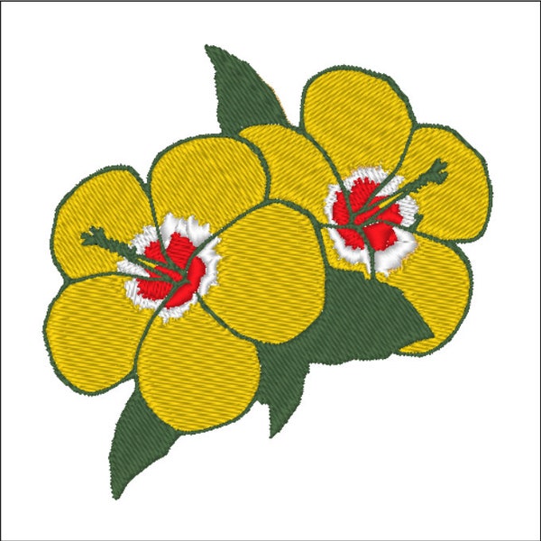 Yellow Hibiscus Flower Embroidery PES Digital File