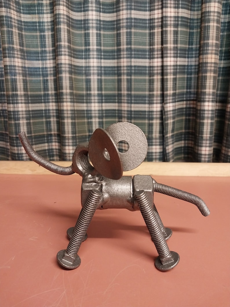 Elephant Figurine Upcycled Scrap Metal Welded Elephant Nut and Bolt Art