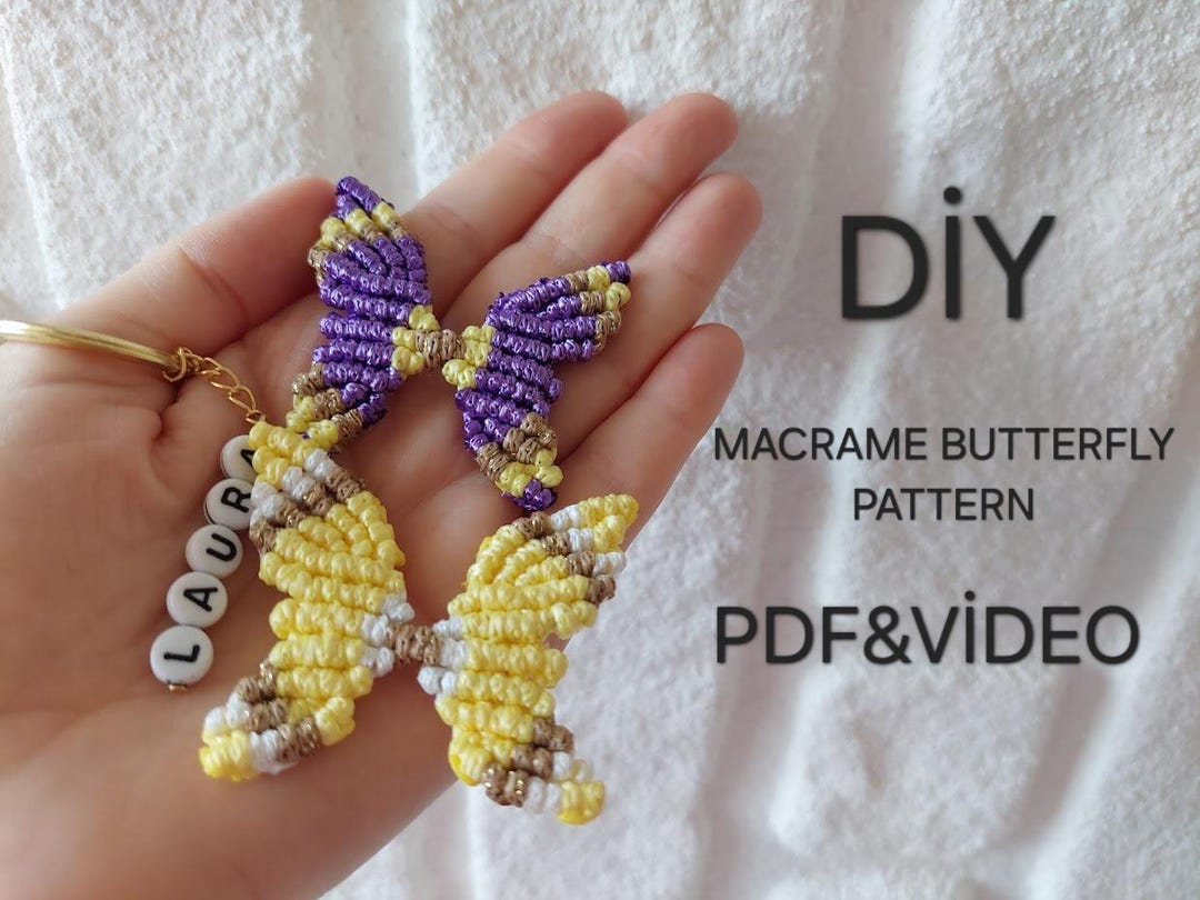 DİY ,micro Macrame Butterfly Pattern ,video Tutorial+ Pdf Materials ...