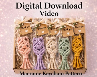 Macrame Keychain Pattern, Digital Download Video, Boho Bag Charm Diy