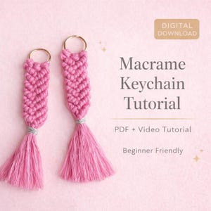 マクラメキーホルダーのチュートリアル PDF ビデオ、ビデオ、デジタルダウンロード