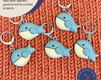 Whale Ocean-Themed Stitch Markers: Knitting and Crochet Accessories - Set of 5