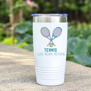 Tennis Tumbler 20 oz Double Insulated White Tumbler for Tennis Partner Birthday Mom Gift Best Friend Tumbler Tennis Doubles Partner Gift
