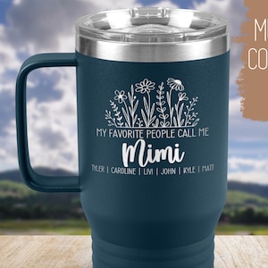 Grandma Mother&#39;s Day Gift Tumbler for Mom Cup with Grandkids Names Engraved Tumbler for Nana Birthday Gift for Mom from Daughter Grandkids