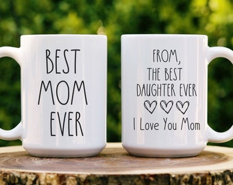 Regalo del día de la madre de la hija Taza personalizada para mamá para la mejor mamá de la historia Taza de café divertida Idea de regalo de cumpleaños para suegra Regalo de Navidad