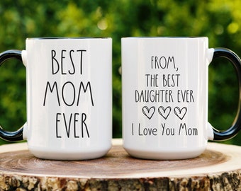 Regalo del día de la madre de la hija Taza personalizada para mamá para la mejor mamá de la historia Taza de café divertida Idea de regalo de cumpleaños para suegra Regalo de Navidad