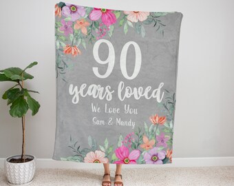 90th Birthday Gift Custom Blanket Milestone Birthday Present for Grandma Nana Mom Mimi Gigi Personalized Birthday Blanket Gift from Family