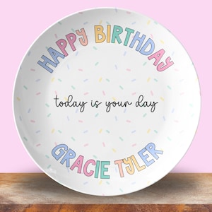Personalized Birthday Plate for Kids Dinnerware Birthday Dinner Plate Custom Birthday Girl Plate Gift for Granddaughter First Birthday Gift