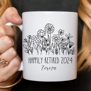 Wildflower Mug Retirement Gift Idea for Women Personalized Coffee Mug Retiring Coworker Happy Retirement Farewell Gift for Best Friend Mug