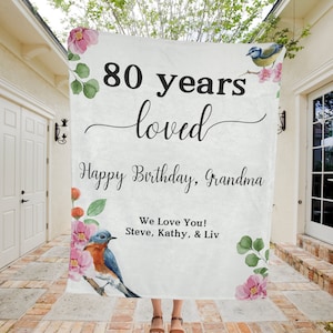 Grandma Birthday Blanket Milestone Birthday 70th 60th 50th Birthday Gift for Mother in Law Aunt Birthday Years Loved Blanket from Kids