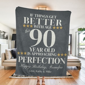 90. Geburtstag Decke gealtert bis zur Perfektion Großeltern Geschenk Meilenstein Geburtstag für Papa 80er 70er Geburtstag Geschenk für Männer alles Gute zum Geburtstag Opa