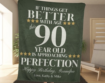 Grandpa Birthday Blanket Aged to Perfection Dads Gift Milestone Birthday 90th 80th 70th Birthday Gift for Men Happy Birthday Gift Idea