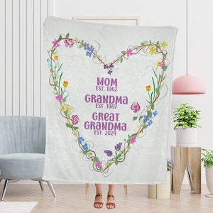 Grandma Blanket Personalized Cozy Blanket for Mother in Law Birthday Gift Idea for Mimi Gigi Lolli Mothers Day Custom Throw for Mom